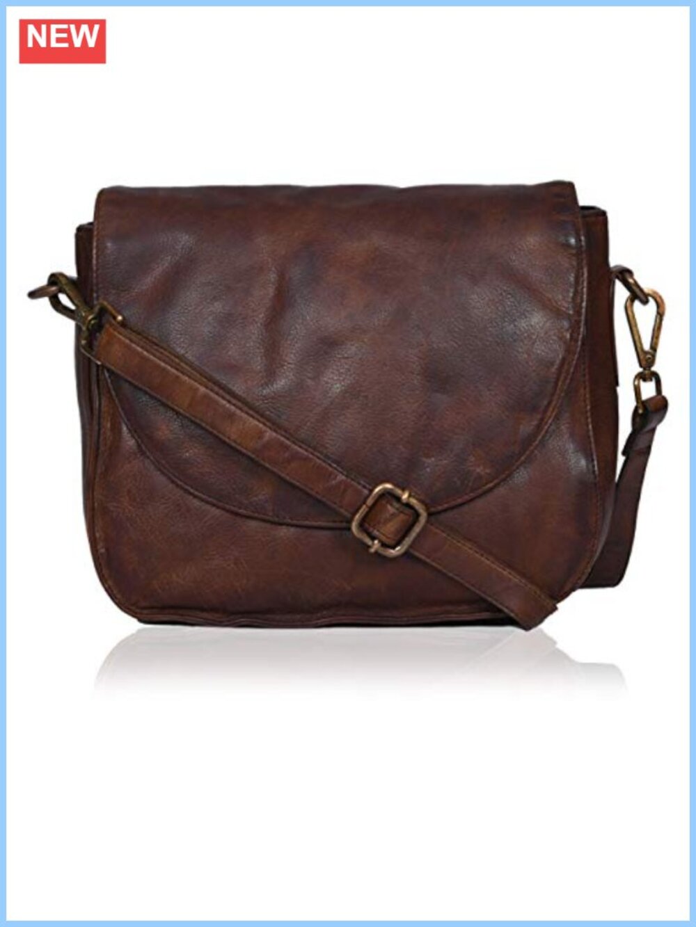 Genuine Leather Shoulder Crossbody Purse Crossover Bag Satchel with Adjustable